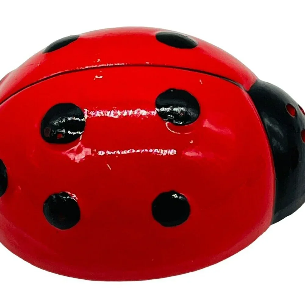 Vintage Ladybug Salt Pepper Shakers Ceramic Japan Red‎ Black 3 inch